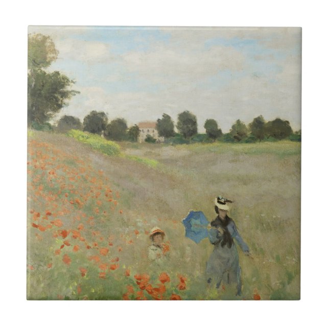 Claude Monet Vallmoåkern nära Argenteuil Konst Kakelplatta (Framsidan)