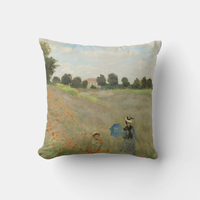 Claude Monet Vallmoåkern nära Argenteuil Konst Kudde (Framsida)