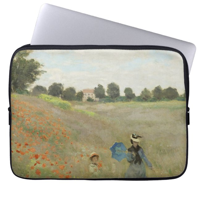 Claude Monet Vallmoåkern nära Argenteuil Konst Laptop Fodral (Framsidan)