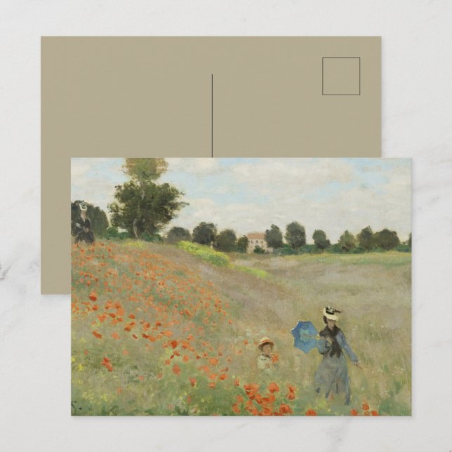 Claude Monet Vallmoåkern nära Argenteuil Konst Vykort (Fram/baksida)
