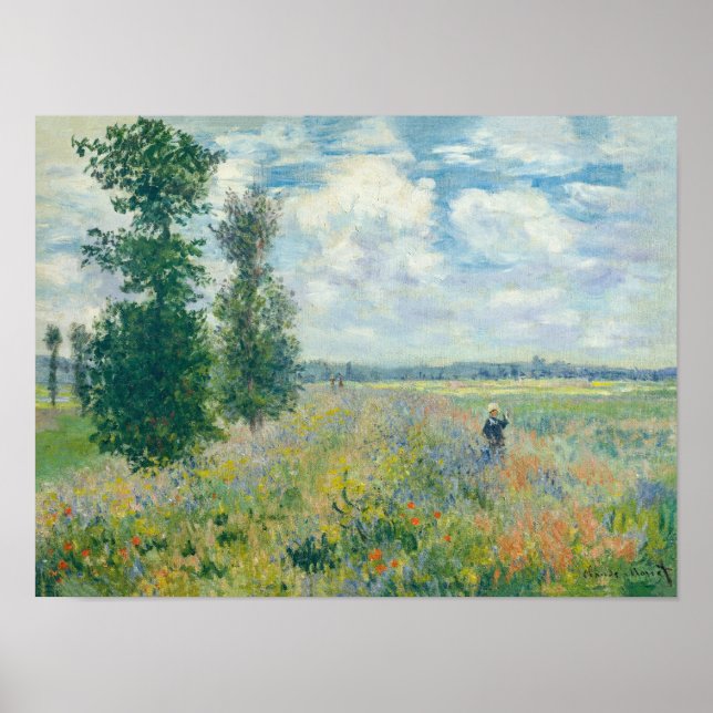 Claude Monet - Vallmoåkrar nära Argenteuil (1875) Poster (Framsidan)