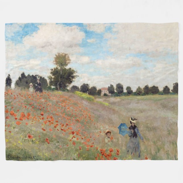 Claude Monet - Vallmofält Fleecefilt (Framsidan (Horisontell))