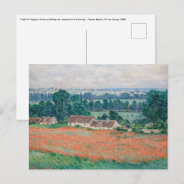Claude Monet - Vallmofält, Giverny Vykort (Fram/baksida)