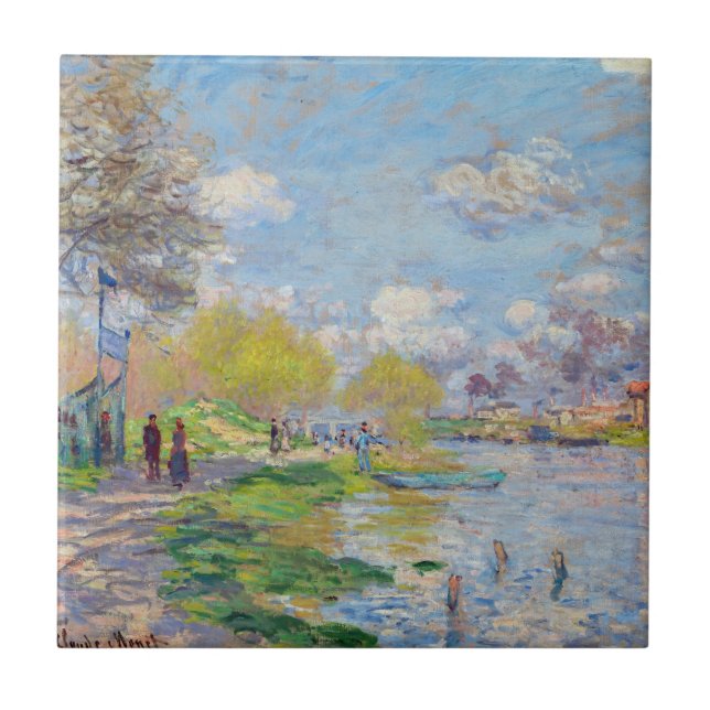 Claude Monet - Vår av Seine Kakelplatta (Framsidan)