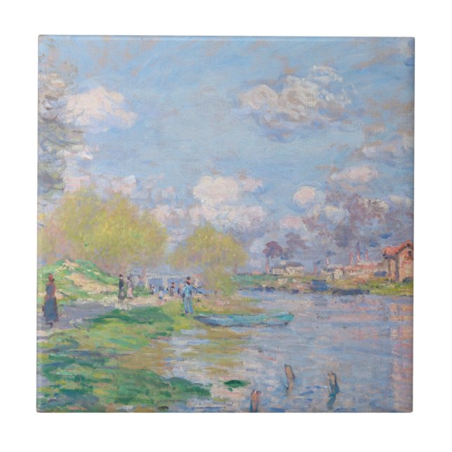 Claude Monet - Vår av Seine Kakelplatta (Framsidan)