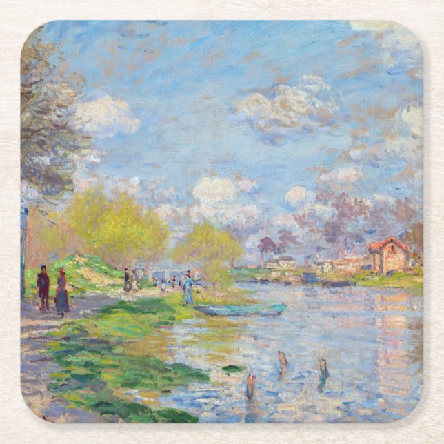 Claude Monet - Vår av Seine Underlägg Papper Kvadrat (Framsidan)