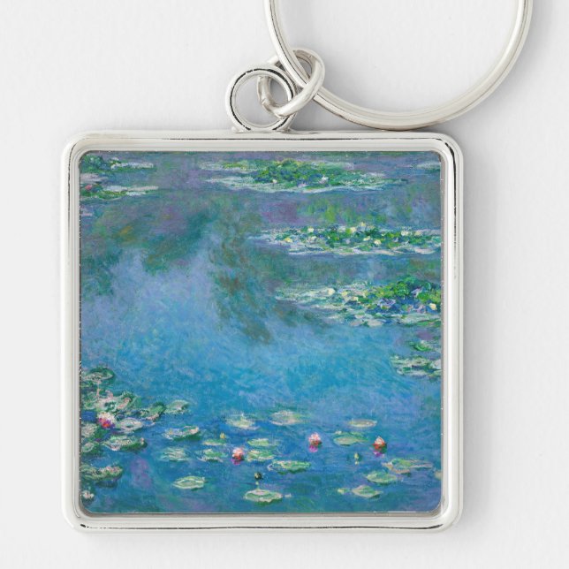 Claude Monet - Vatten Lilies 1906 Fyrkantig Silverfärgad Nyckelring (Framsidan)