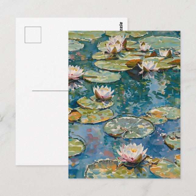 Claude Monet Vatten Lilies 1916 Fine Art Vykort (Fram/baksida)