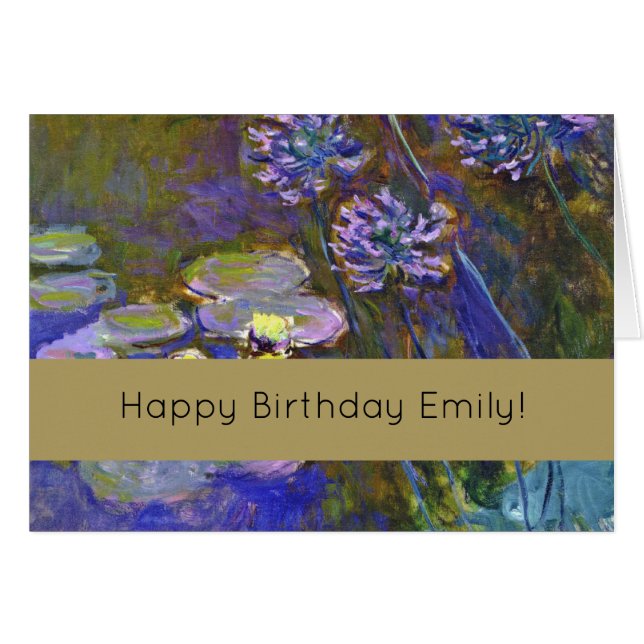 Claude Monet Vatten Lilies Agapanthus Hälsningskort (Framsidan Horizontal)