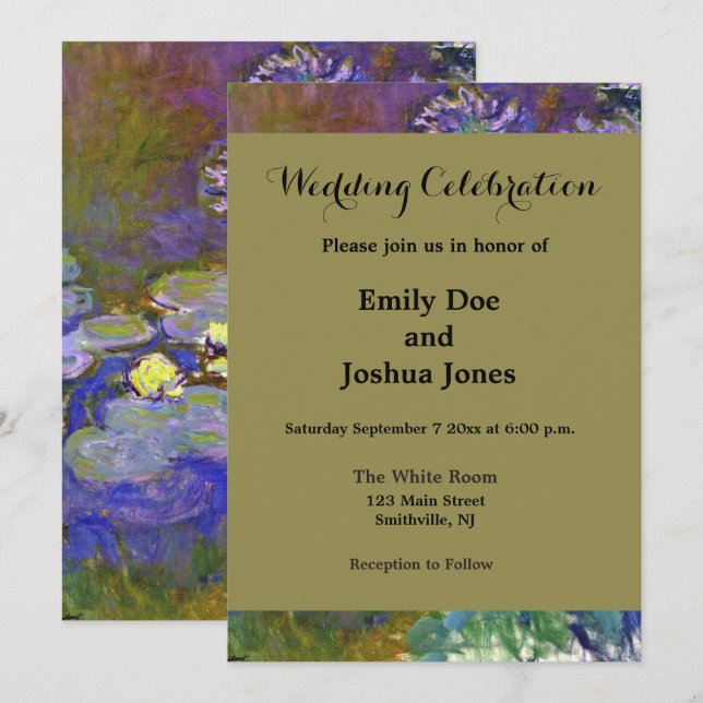 Claude Monet Vatten Lilies Agapanthus Inbjudningar (Fram/baksida)