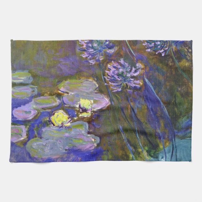 Claude Monet Vatten Lilies Agapanthus Kökshandduk (Horisontell)