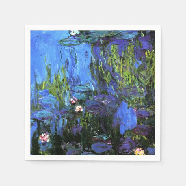 Claude Monet: Vatten-Lilies, blue indigo Pappersservett (Framsidan)