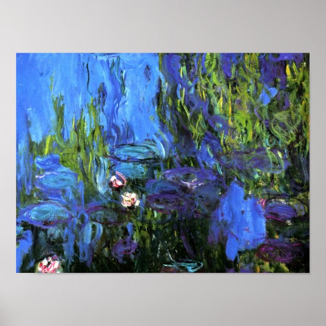 Claude Monet: Vatten-Lilies, blue indigo Poster (Framsidan)