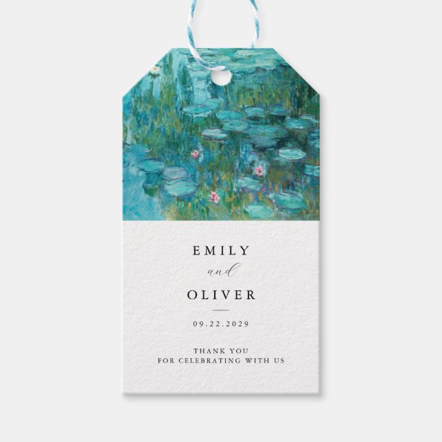 Claude Monet Vatten Lilies Bröllop Presentetikett (Framsidan)