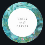 Claude Monet Vatten Lilies Bröllop Runt Klistermärke<br><div class="desc">Claude Monet Vatten Lilies Bröllop Sticker</div>