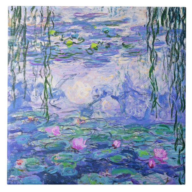 Claude Monet Vatten Lilies Fransk Impressionist Ar Kakelplatta (Framsidan)