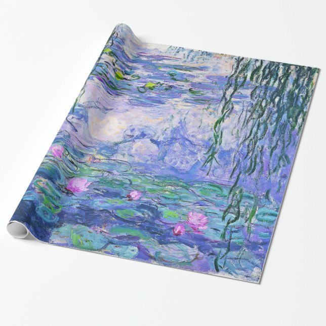 Claude Monet Vatten Lilies Fransk Impressionist Ar Presentpapper (Utrullad)
