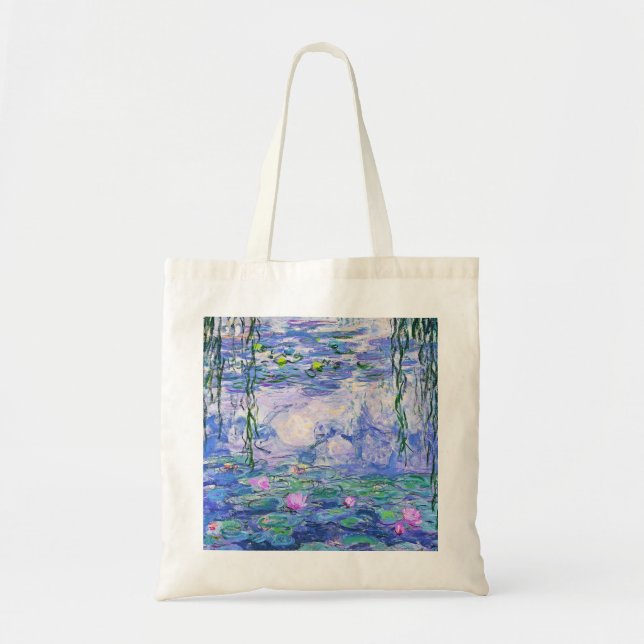 Claude Monet Vatten Lilies Fransk Impressionist Ar Tygkasse (Framsidan)