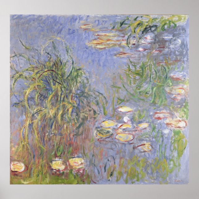 Claude Monet | Vatten-Lilies, Grödkluster Poster (Framsidan)