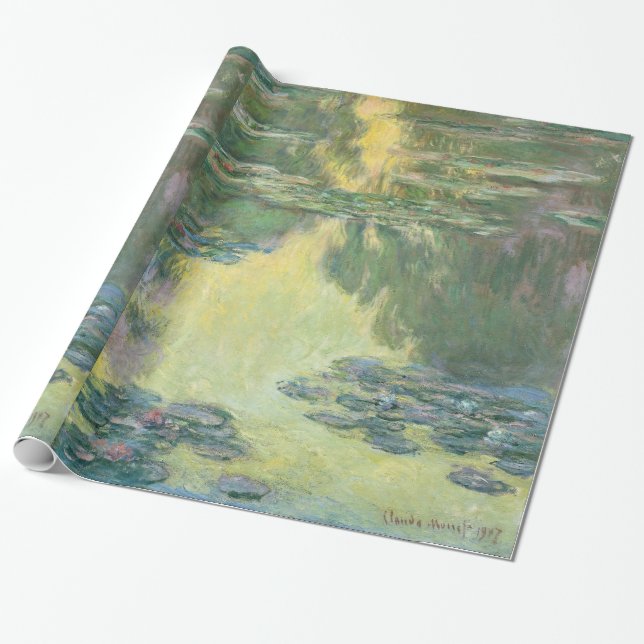 Claude Monet Vatten Lilies Impressionist Painting Presentpapper (Utrullad)
