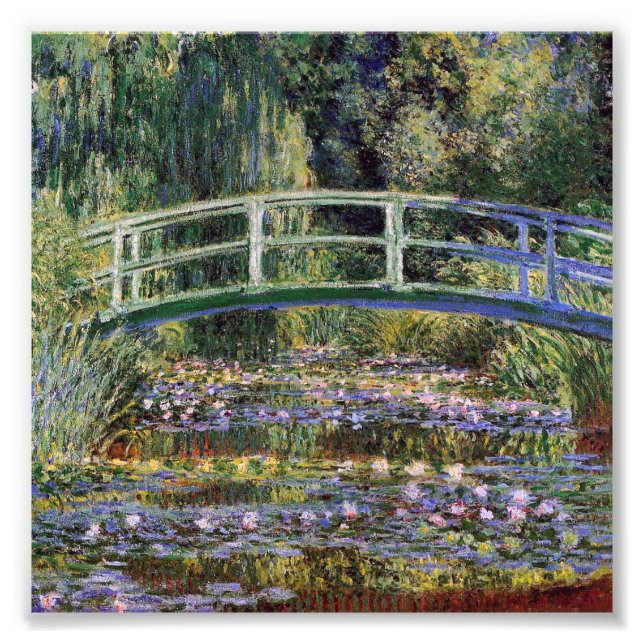 Claude Monet,vatten lilies,japanbron,trädgård, Fototryck (Framsidan)