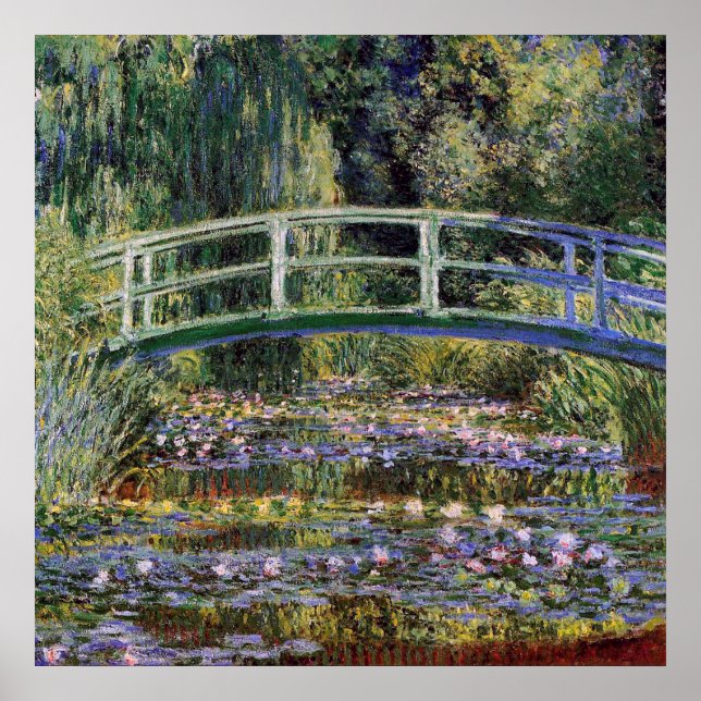 Claude Monet,vatten lilies,japanbron,trädgård, Poster (Framsidan)