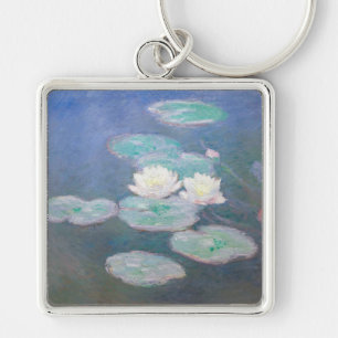 Claude Monet - Vatten Lilies, kvällseffekt Fyrkantig Silverfärgad Nyckelring