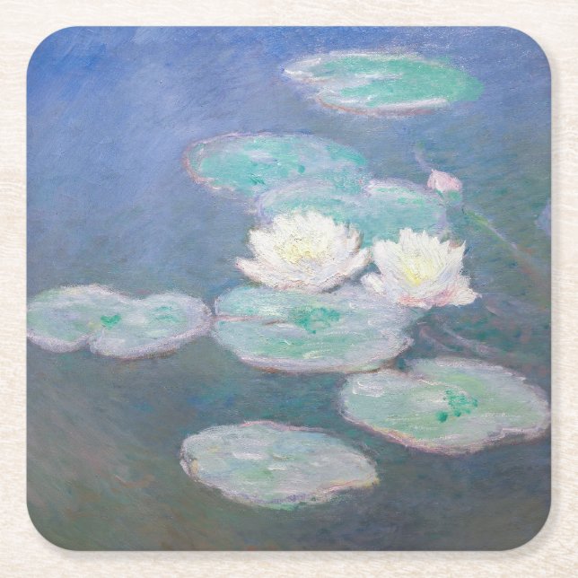Claude Monet - Vatten Lilies, kvällseffekt Underlägg Papper Kvadrat (Framsidan)