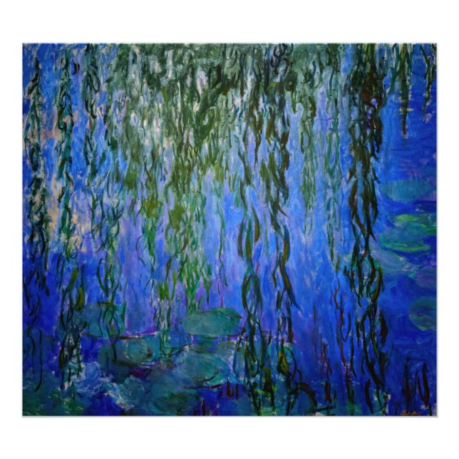 Claude Monet - Vatten Lilies med viftpil Fototryck (Framsidan)