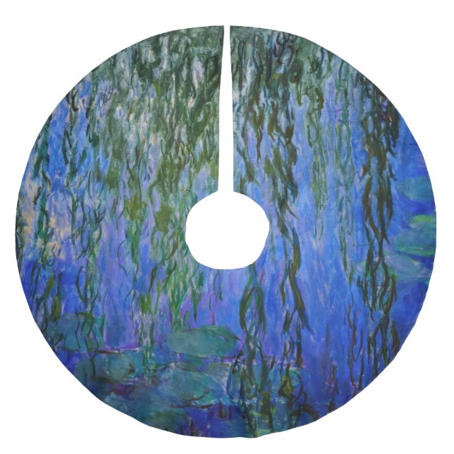 Claude Monet - Vatten Lilies med viftpil Julgransmatta Borstad Polyester (Framsidan)