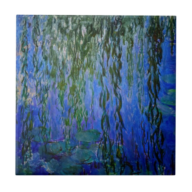 Claude Monet - Vatten Lilies med viftpil Kakelplatta (Framsidan)