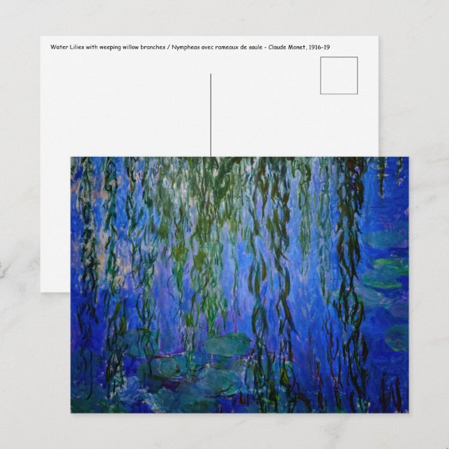 Claude Monet - Vatten Lilies med viftpil Vykort (Fram/baksida)