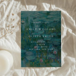 Claude Monet Vatten Lilies Minimalist Bröllop Inbjudningar<br><div class="desc">Elegantens moderna bröllopsinbjudan med Claude Monet Vatten Lilies målande bakgrund.</div>