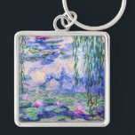 Claude Monet - Vatten Lilies / Nympheas 1919 Fyrkantig Silverfärgad Nyckelring<br><div class="desc">Vatten Lilies / Nympheas (W.1852) - Claude Monet,  Oil on Canvas,  1916-1919</div>