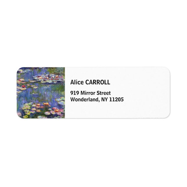 Claude Monet - Vatten Lilies / Nympheas Returadress Etikett (Framsidan)