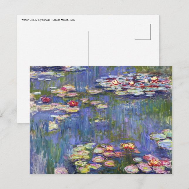 Claude Monet - Vatten Lilies / Nympheas Vykort (Fram/baksida)