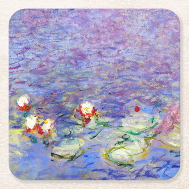 Claude Monet - Vatten Lilies Underlägg Papper Kvadrat (Framsidan)