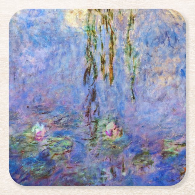 Claude Monet - Vatten Lilies Underlägg Papper Kvadrat (Framsidan)
