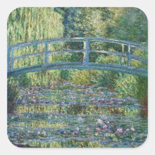 Claude Monet - Vatten Lily pond, Grönt Harmony Fyrkantigt Klistermärke