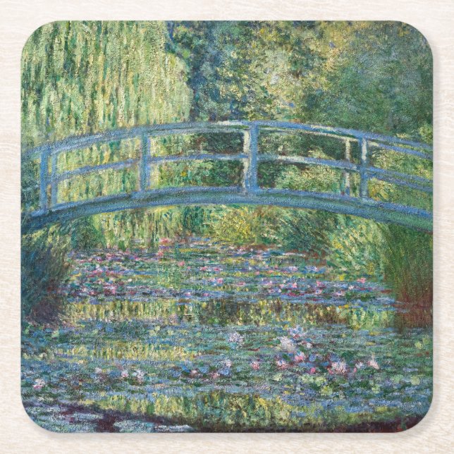 Claude Monet - Vatten Lily pond, Grönt Harmony Underlägg Papper Kvadrat (Framsidan)