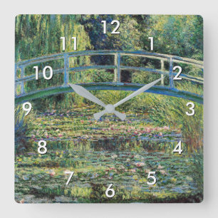 Claude Monet - Vatten Lily Pond & Japanesese Bridg Fyrkantig Klocka