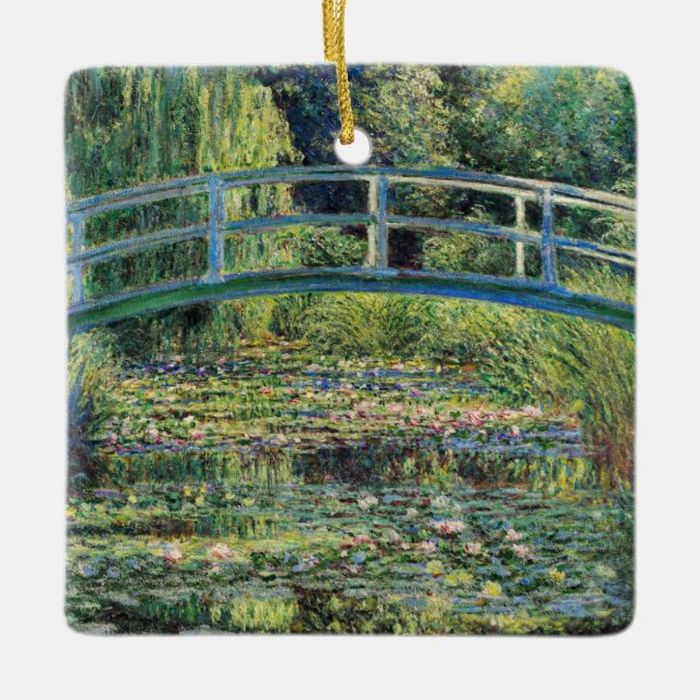 Claude Monet - Vatten Lily Pond & Japanesese Bridg Julgransprydnad Keramik (Framsida)