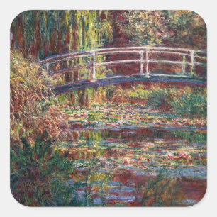 Claude Monet - Vatten Lily pond, Rosa Harmony Fyrkantigt Klistermärke