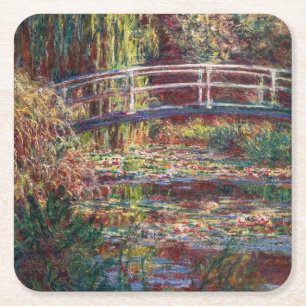 Claude Monet - Vatten Lily pond, Rosa Harmony Underlägg Papper Kvadrat