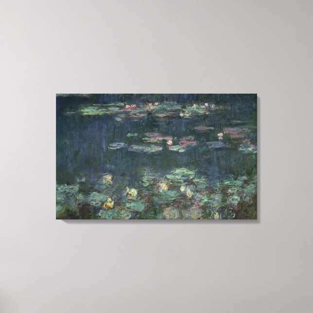 Claude Monet | Vattenkällor: Reflektioner för Grön Canvastryck (Framsida)