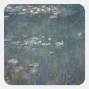 Claude Monet Vattenkällor: Reflektioner för Grön Fyrkantigt Klistermärke