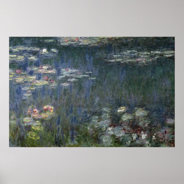 Claude Monet | Vattenkällor: Reflektioner för Grön Poster (Framsidan)