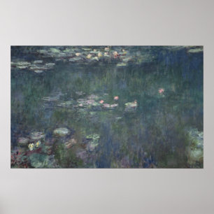 Claude Monet Vattenkällor: Reflektioner för Grön Poster