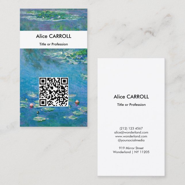 Claude Monet - Vattenliljor 1906 - QR-kod Visitkort (Fram/baksida)