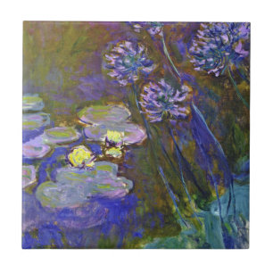 Claude Monet Vattenliljor Agapanthus Vintage Konst Kakelplatta